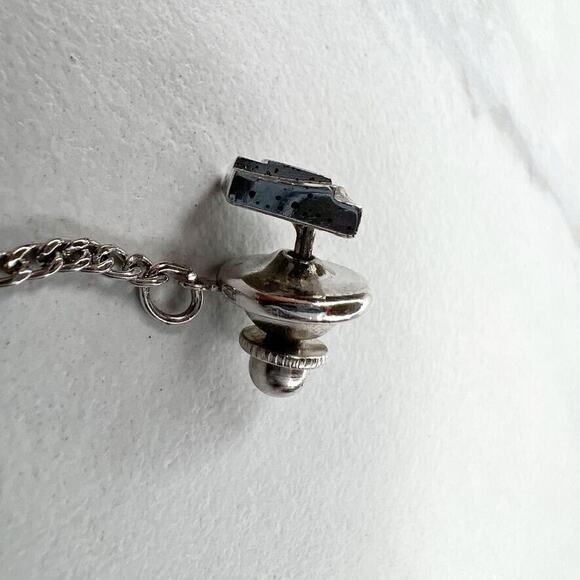 Anson Vintage Sterling Silver Square Lapel Tie Tack Pin - Picture 4 of 8